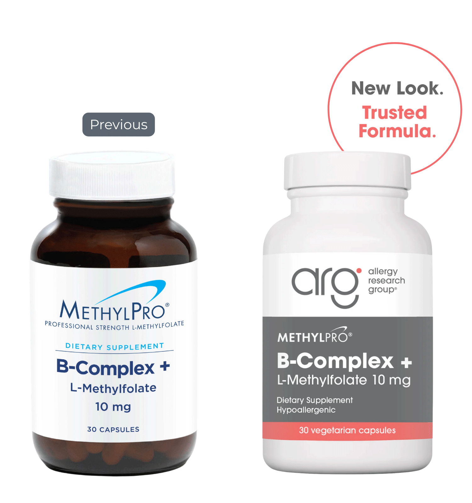 Allergy Research Group MethylPro B-Complex + L-Methylfolate 10 mg (Formerly MethylPro) New Look