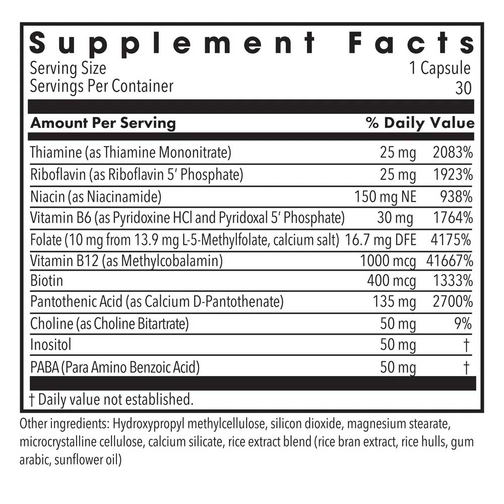 Allergy Research Group MethylPro B-Complex + L-Methylfolate 10 mg (Formerly MethylPro) Ingredients