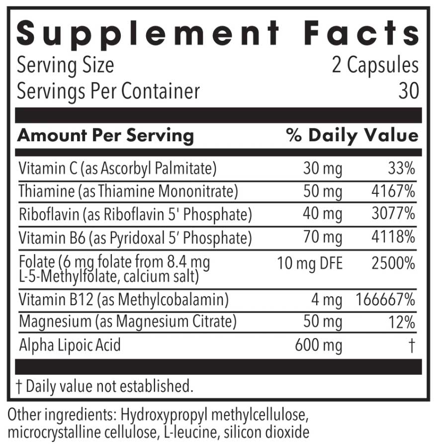 Allergy Research Group NERVEsustain (Formerly Metabolic Maintenance) Ingredients