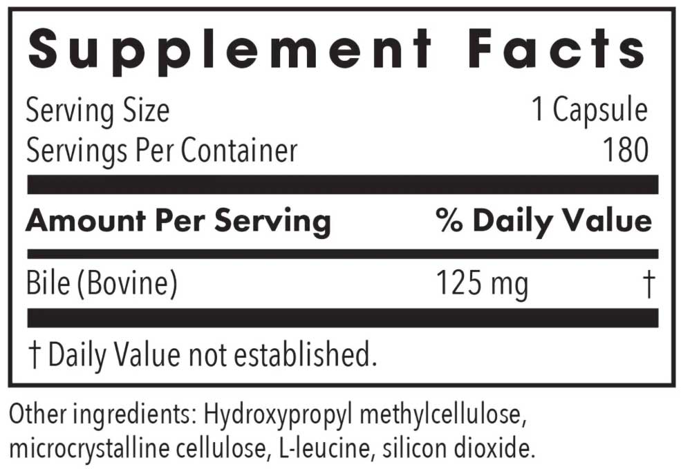 Allergy Research Group Ox Bile 125 mg Ingredients