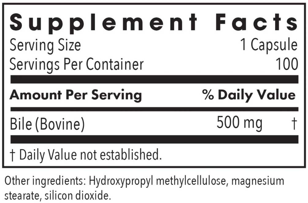 Allergy Research Group Ox Bile 500 mg Ingredients