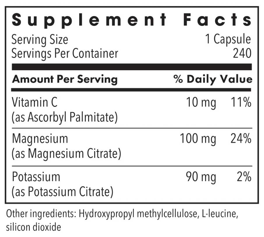 Allergy Research Group Potassium Magnesium Citrate (Formerly Metabolic Maintenance) Ingredients