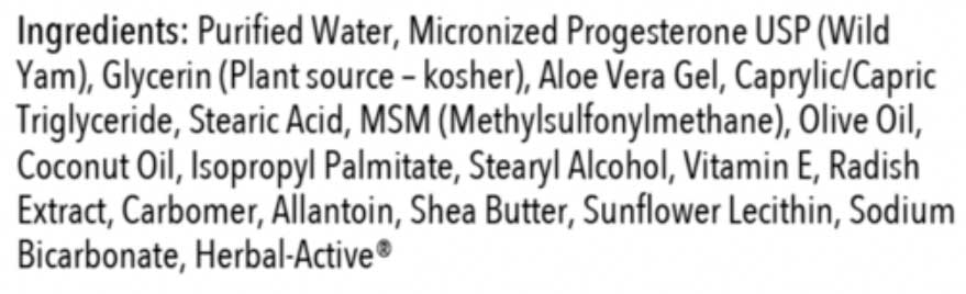Allergy Research Group Progeste Cream Paraben Free (Formerly Metabolic Maintenance) Ingredients