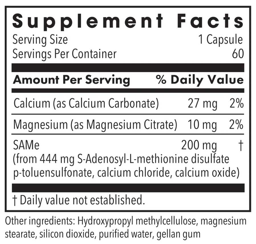 Allergy Research Group SAMe 200 mg (Formerly Metabolic Maintenance) Ingredients