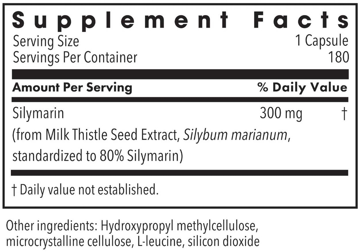 Allergy Research Group Silymarin 300 mg (Formerly Metabolic Maintenance) Ingredients