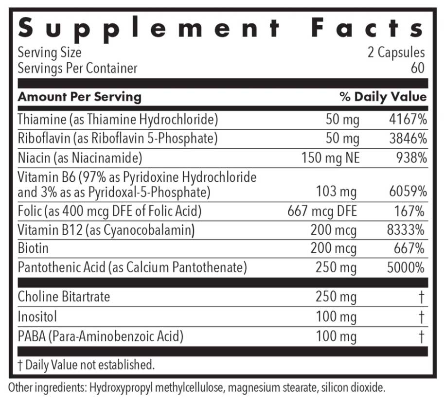 Allergy Research Group Super Vitamin B Ingredients