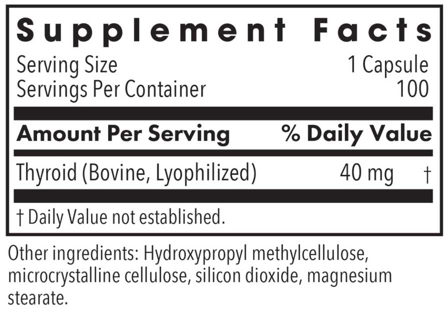 Allergy Research Group Thyroid Ingredients