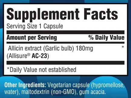 Allimax Nutraceuticals AlliMax 100% Allicin Ingredients