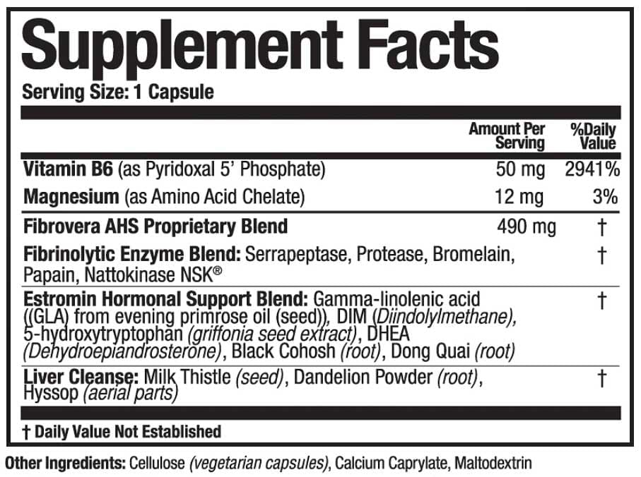 Arthur Andrew Medical Fibrovera AHS Ingredients 