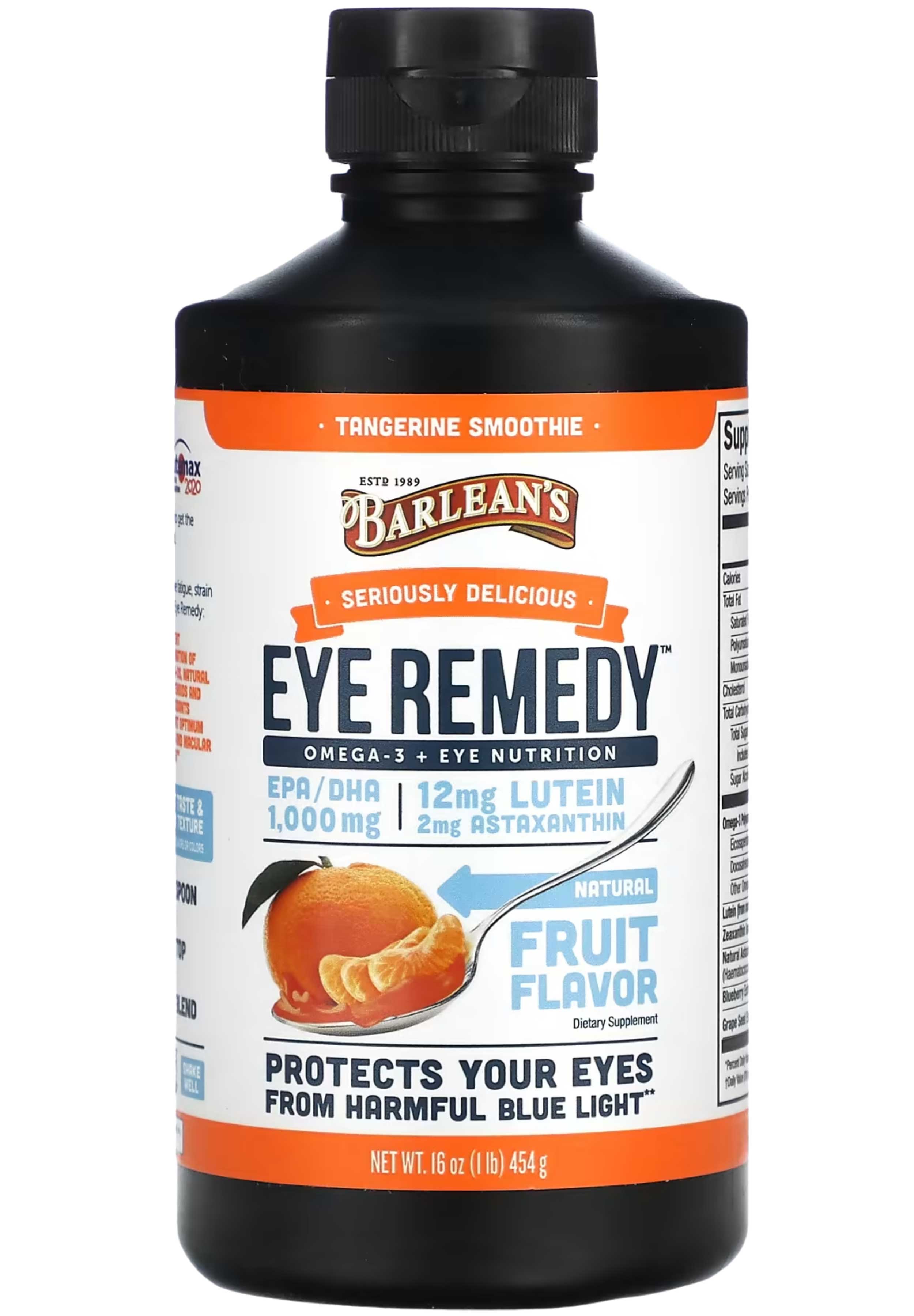 Barlean's Organic Oils Eye Remedy Swirl Tangerine Smoothie