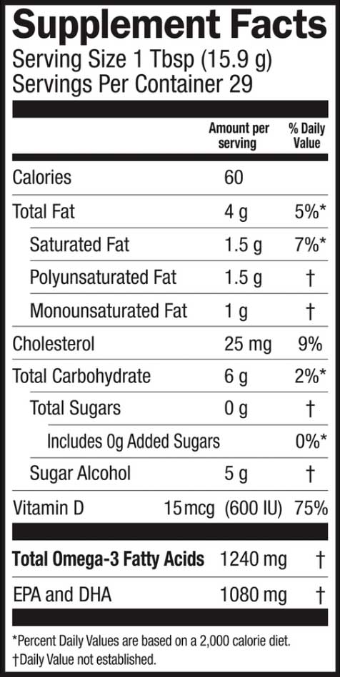 Barlean's Organic Oils Seriously Delicious™ Omega-3 Fish Oil Mango Peach Smoothie Ingredients