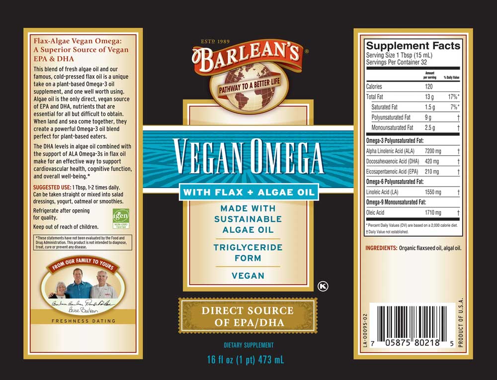 Barlean's Organic Oils Vegan Omega Label