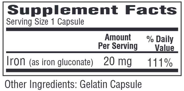 Bio-Tech Pharmacal Fe-20 Ferrous Gluconate Ingredients