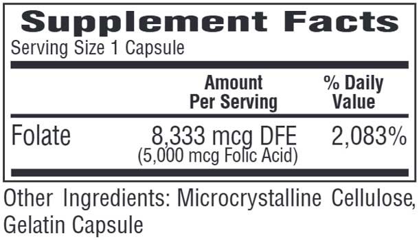 Bio-Tech Pharmacal Folic Acid (5 mg) Ingredients