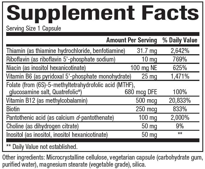 Bioclinic Naturals Enhanced B Complex Ingredients