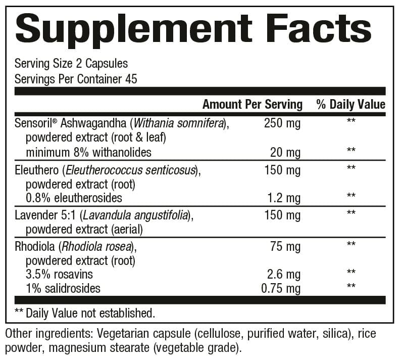Bioclinic Naturals Sereni-Pro Ingredients