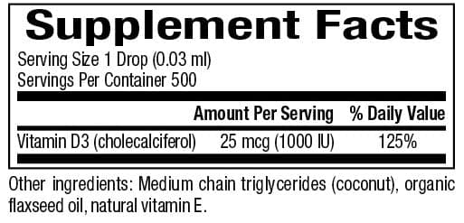 Bioclinic Naturals Vitamin D3 Drops Ingredients