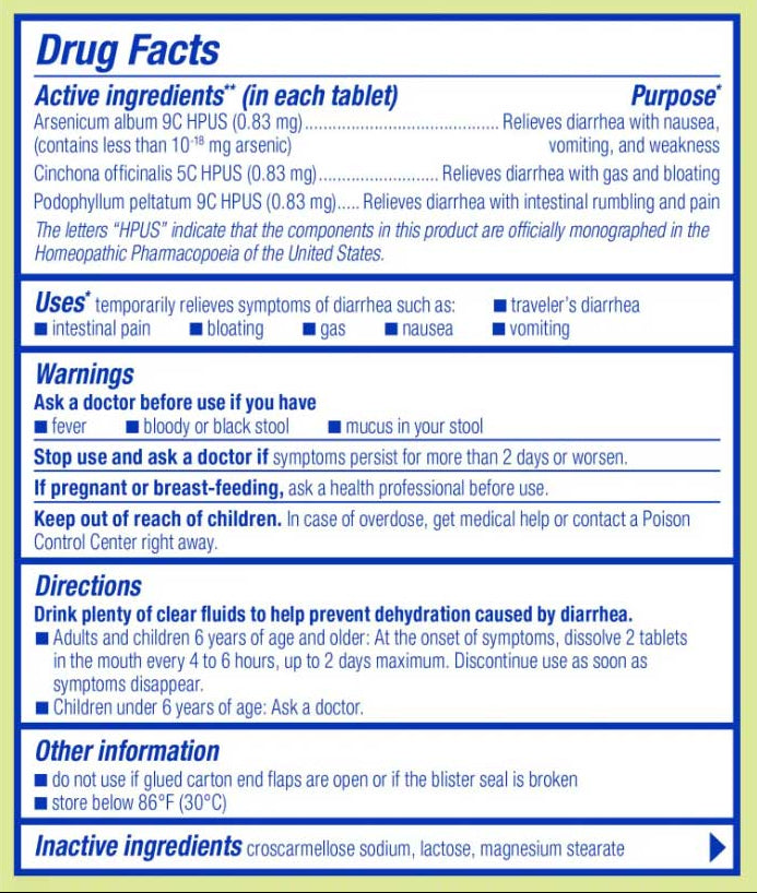 Boiron Homeopathics DiarrheaCalm (Formerly Diaralia) Ingredients