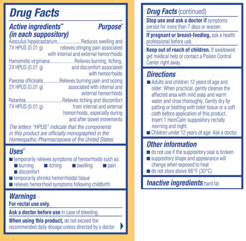 Boiron Homeopathics HemCalm Suppositories Ingredients