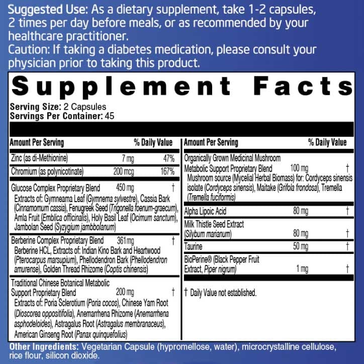 Clinical Synergy Professional Formulas Advanced Glucose Support Ingredients