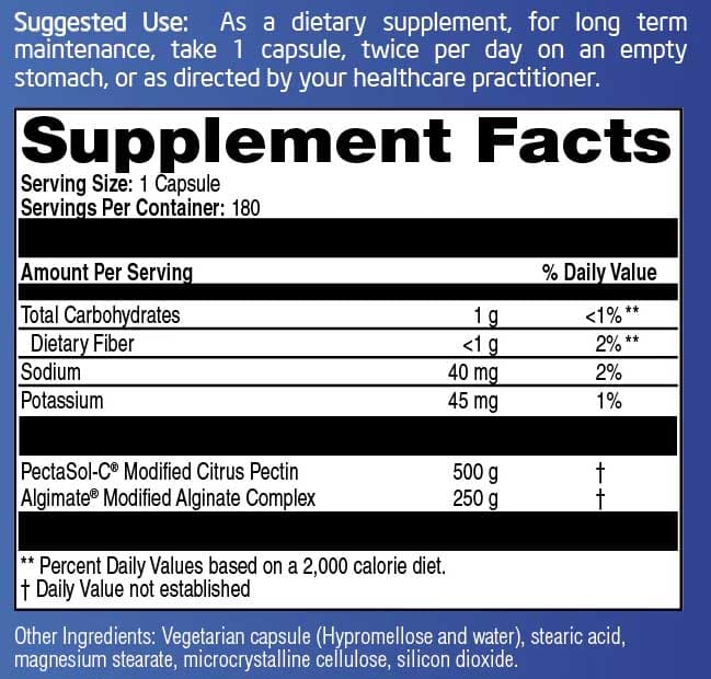 Clinical Synergy Professional Formulas PectaSol Metal Detox Ingredients 