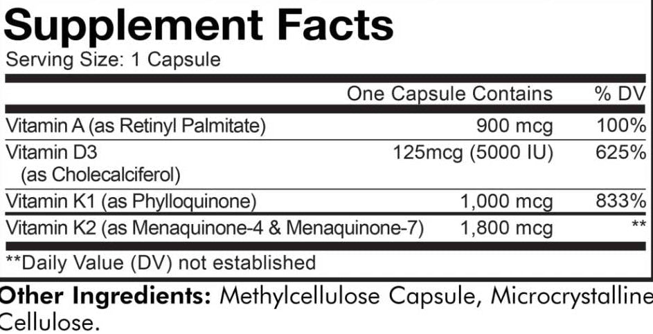 Codeage ADK Vitamins+ Ingredients