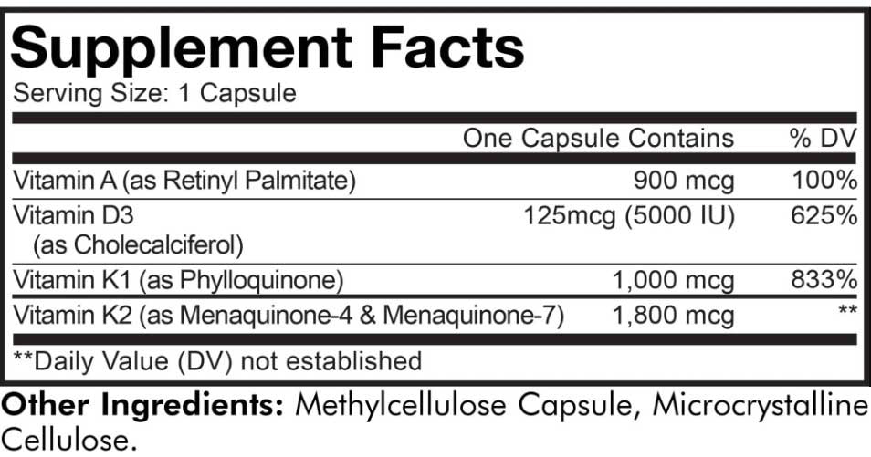 Codeage ADK Vitamins+ Ingredients