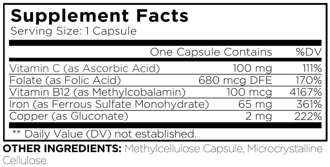 Codeage Amen Iron Ultra Ingredients