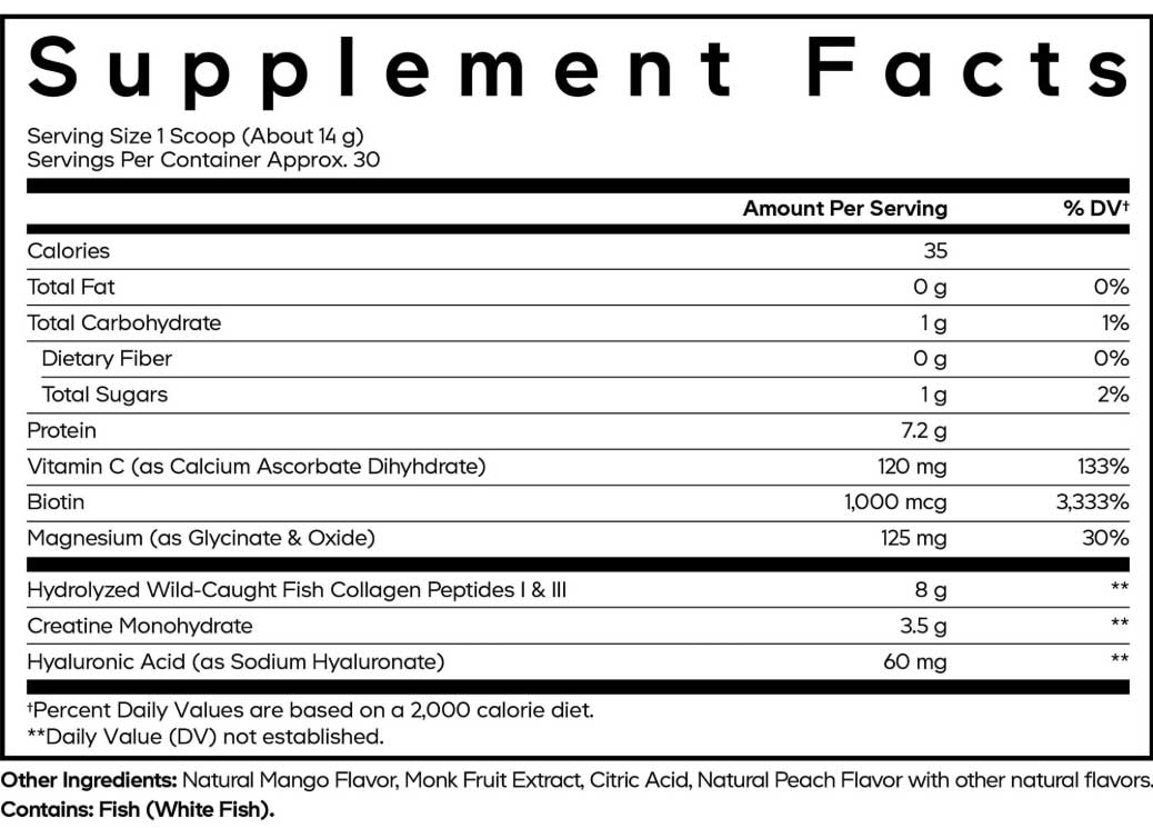 Codeage Creatine Collagen Peptides Powder Ingredients