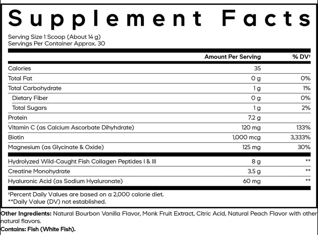 Codeage Creatine Collagen Peptides Powder Ingredients