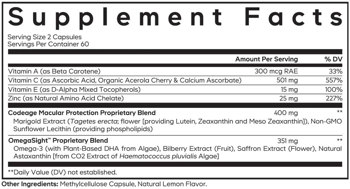 Codeage Eyes Vitamins+ Ingredients