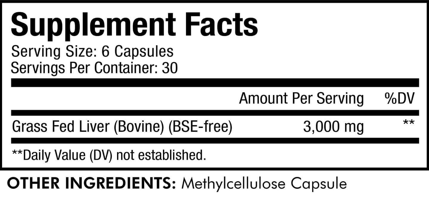 Codeage Grass-Fed Beef Liver Ingredients