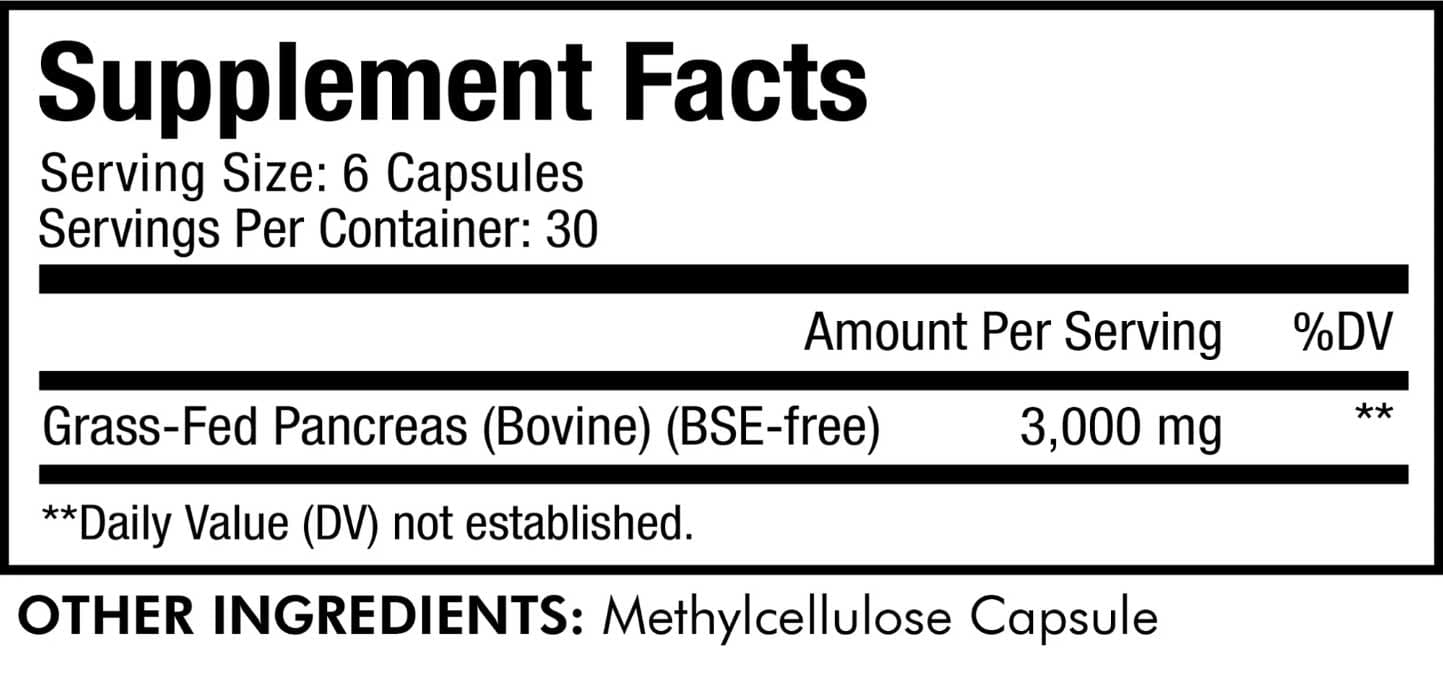 Codeage Grass-Fed Beef Pancreas Ingredients