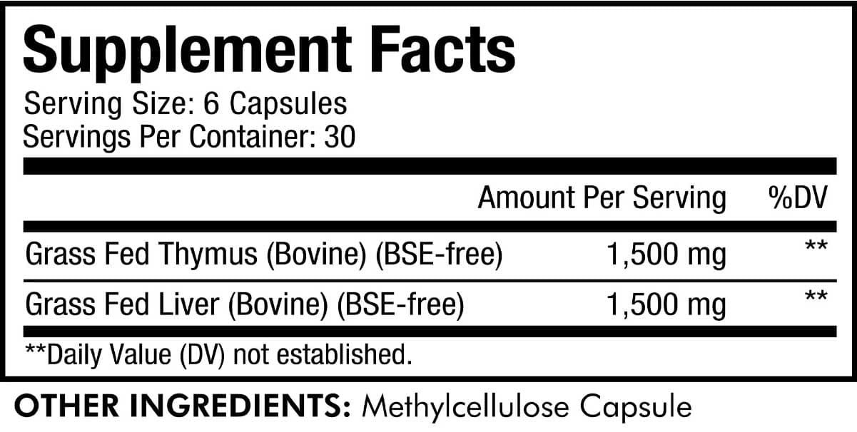 Codeage Grass-Fed Beef Thymus Ingredients