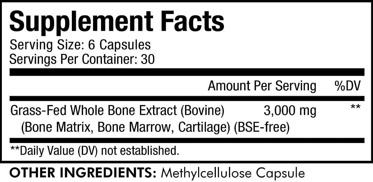 Codeage Grass Fed Bone Marrow Ingredients
