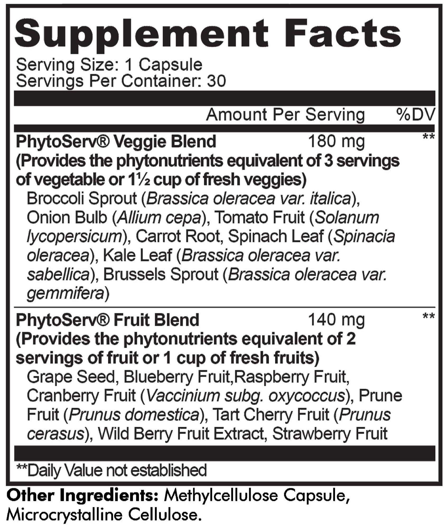 Codeage Instant Food Five A Day Ingredients