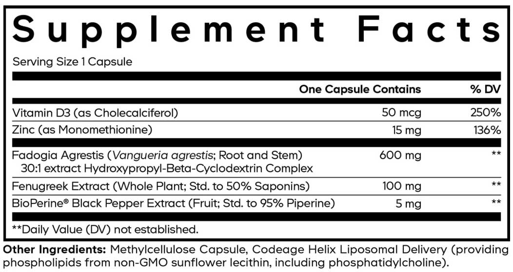 Codeage Liposomal Fadogia Agrestis+ Ingredients