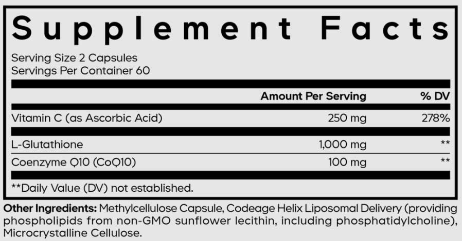 Codeage Liposomal Glutathione+ Ingredients