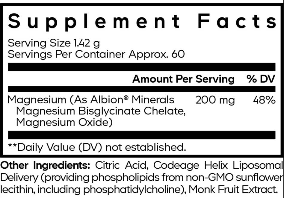 Codeage Liposomal Magnesium Glycinate Powder Ingredients