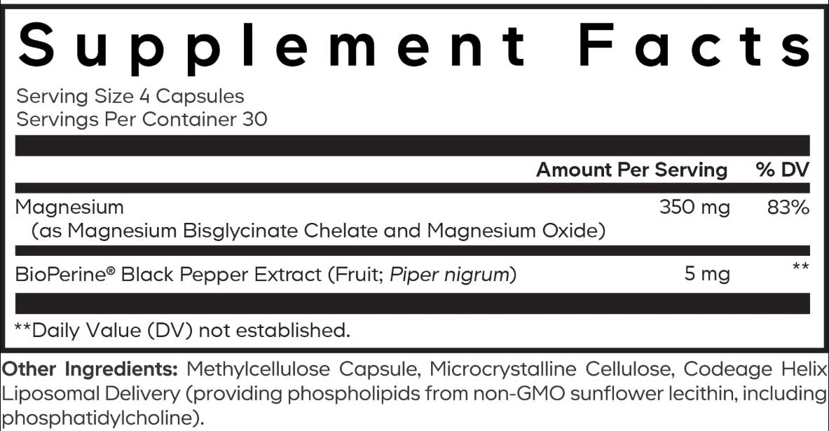 Codeage Liposomal Magnesium Glycinate Ingredients