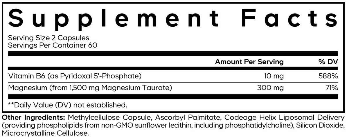 Codeage Liposomal Magnesium Taurate+ Ingredients