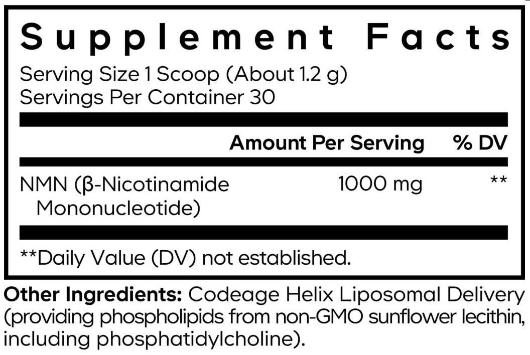 Codeage Liposomal NMN 1000 Powder Ingredients
