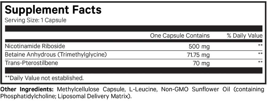 Codeage Liposomal Nicotinamide Riboside+ Ingredients