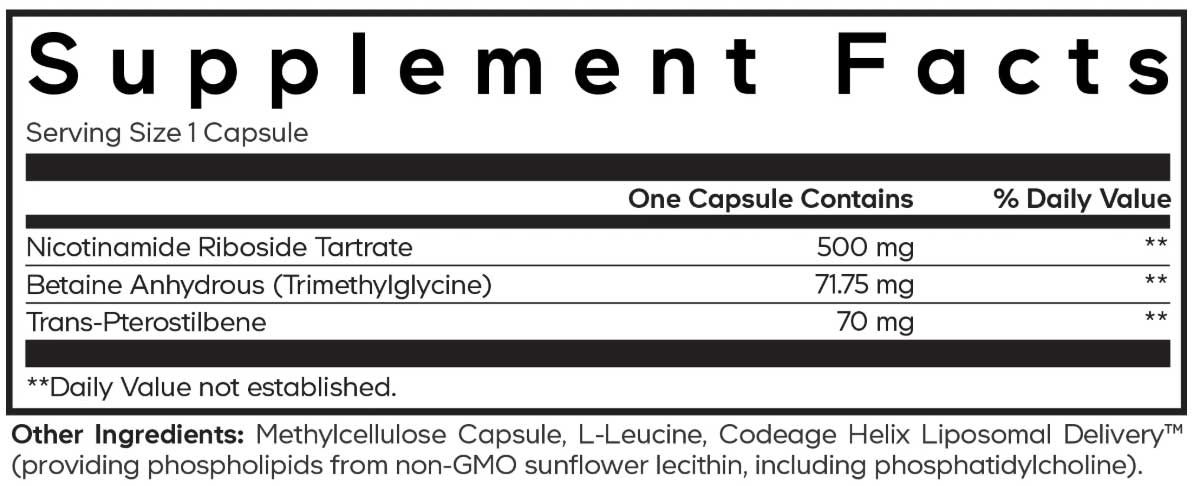 Codeage Liposomal Nicotinamide Riboside+ Ingredients