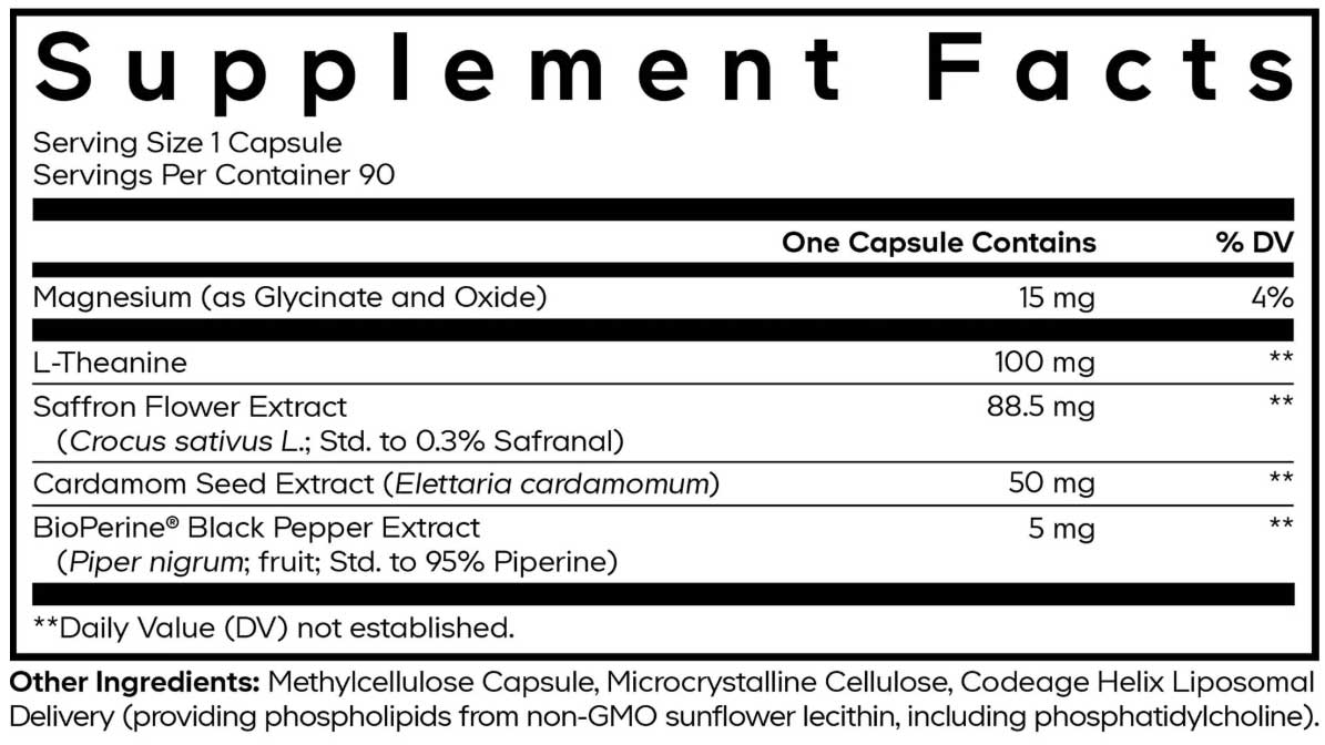 Codeage Liposomal Saffron+ Ingredients