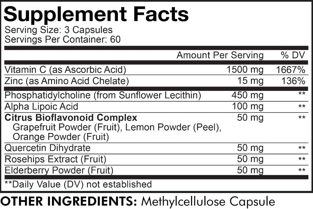 Codeage Liposomal Vitamin C+ Ingredients 