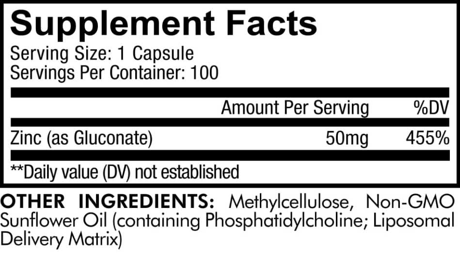 Codeage Liposomal Zinc 50+ Ingredients 