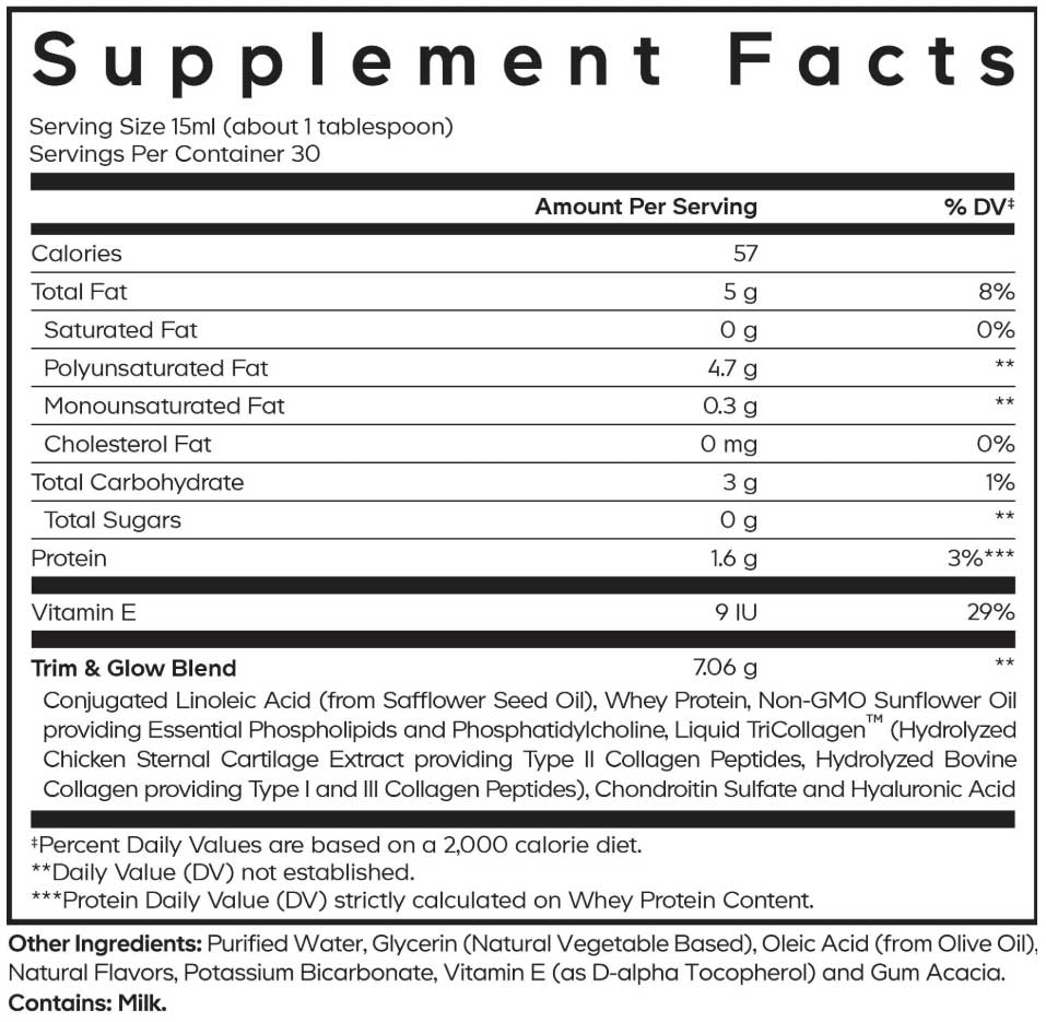 Codeage Liquid Collagen Trim & Glow Ingredients