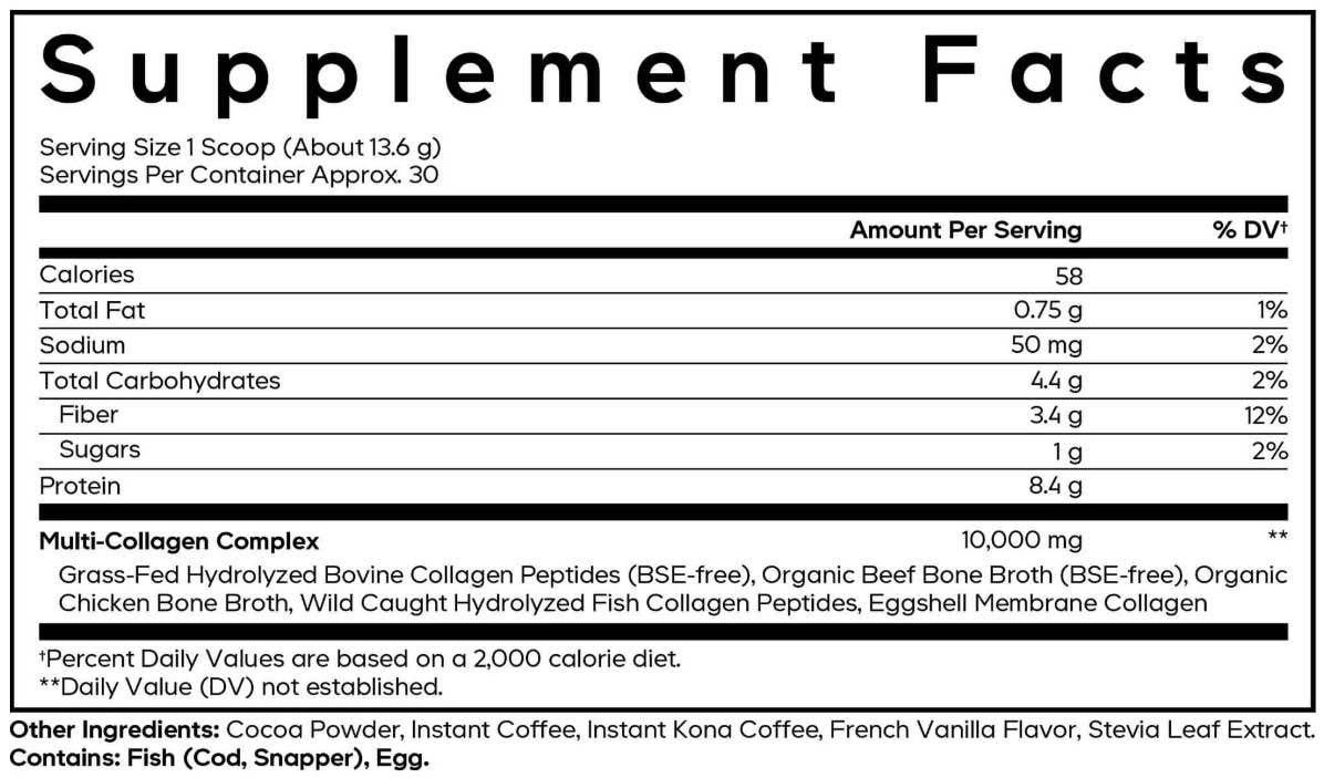 Codeage Multi Collagen Peptides Mocha Ingredients