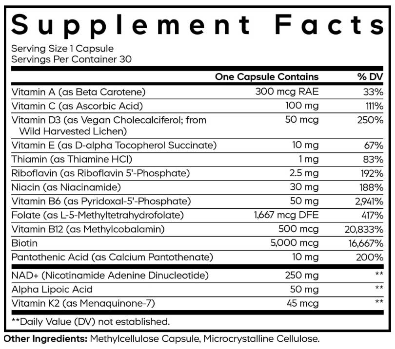 Codeage Multivitamin NAD Ingredients